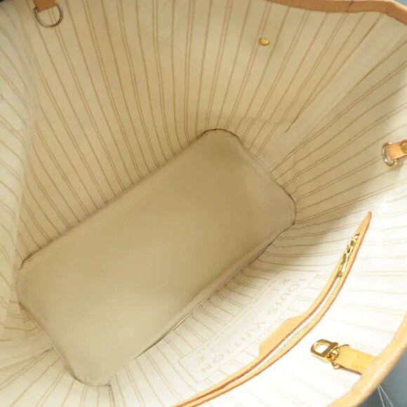 LOUIS VUITTON Neverfull MM White W/P Damier Azur Canvas Shoulder Bag 1632-101824 - Picture 10 of 12